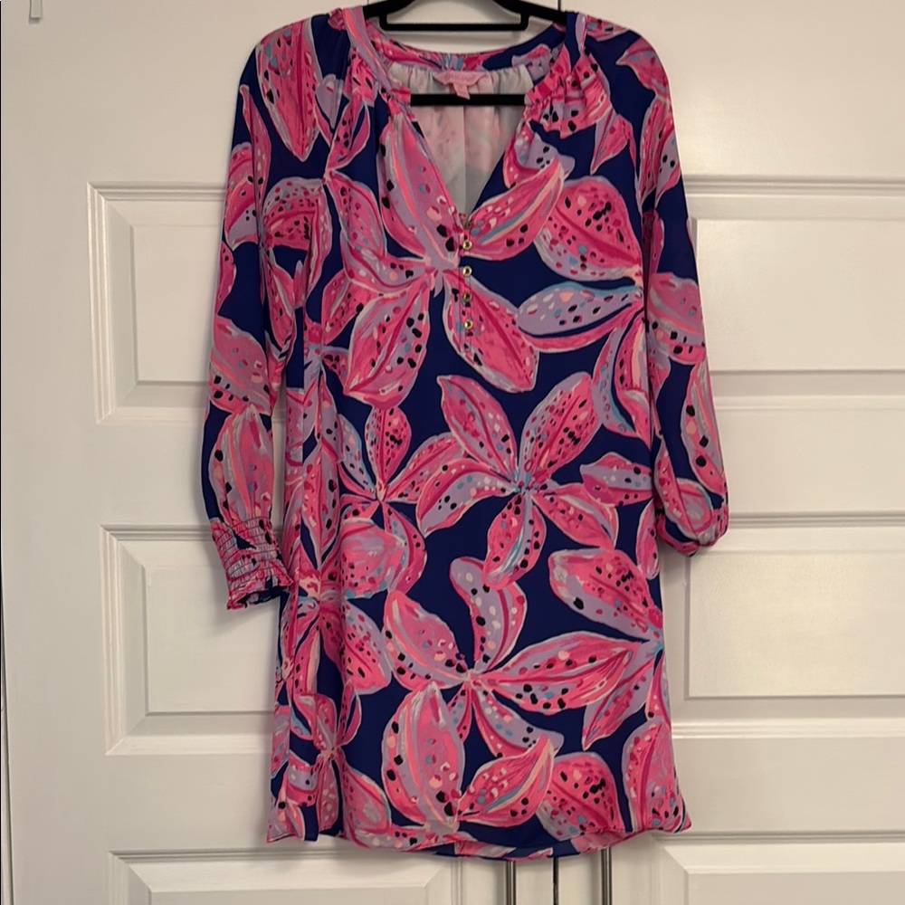 Lilly Pulitzer Vibrant Pink and Blue Floral Dress